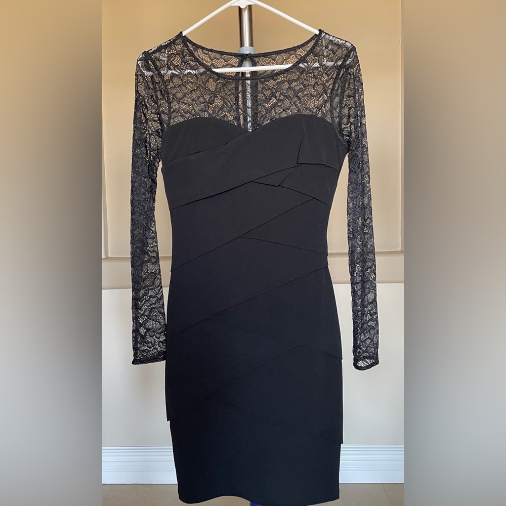 Cocktail Dress, White House Black Market, Black lace bodice and sleeves, dress